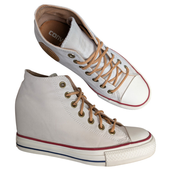 Converse 2016 CTAS Lux Mid Hidden Wedge Parchment Peached Canvas Sneaker 8 - Picture 3 of 13